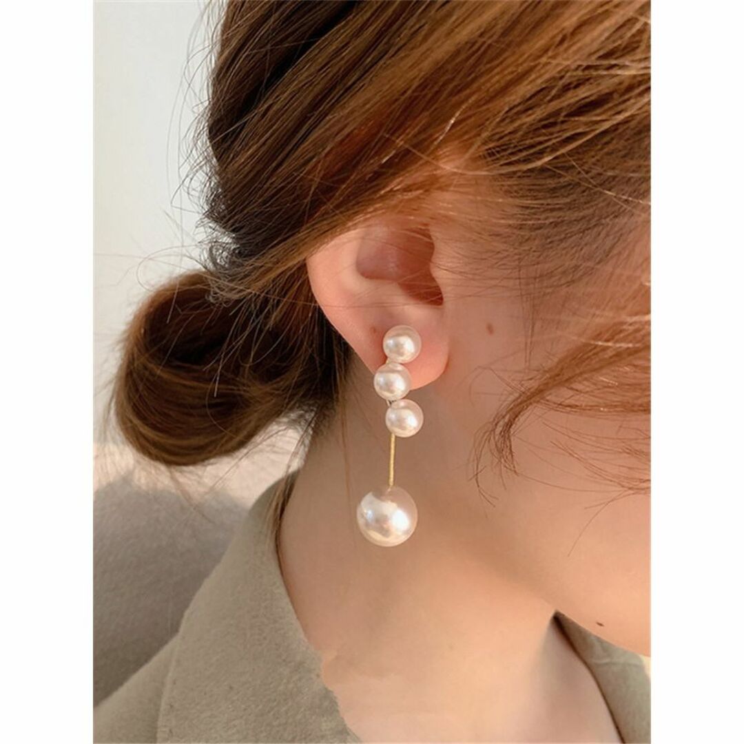 パールデザインぶらぶら煌めく♪豪華なゴールドk18色ピアス☆1点投入