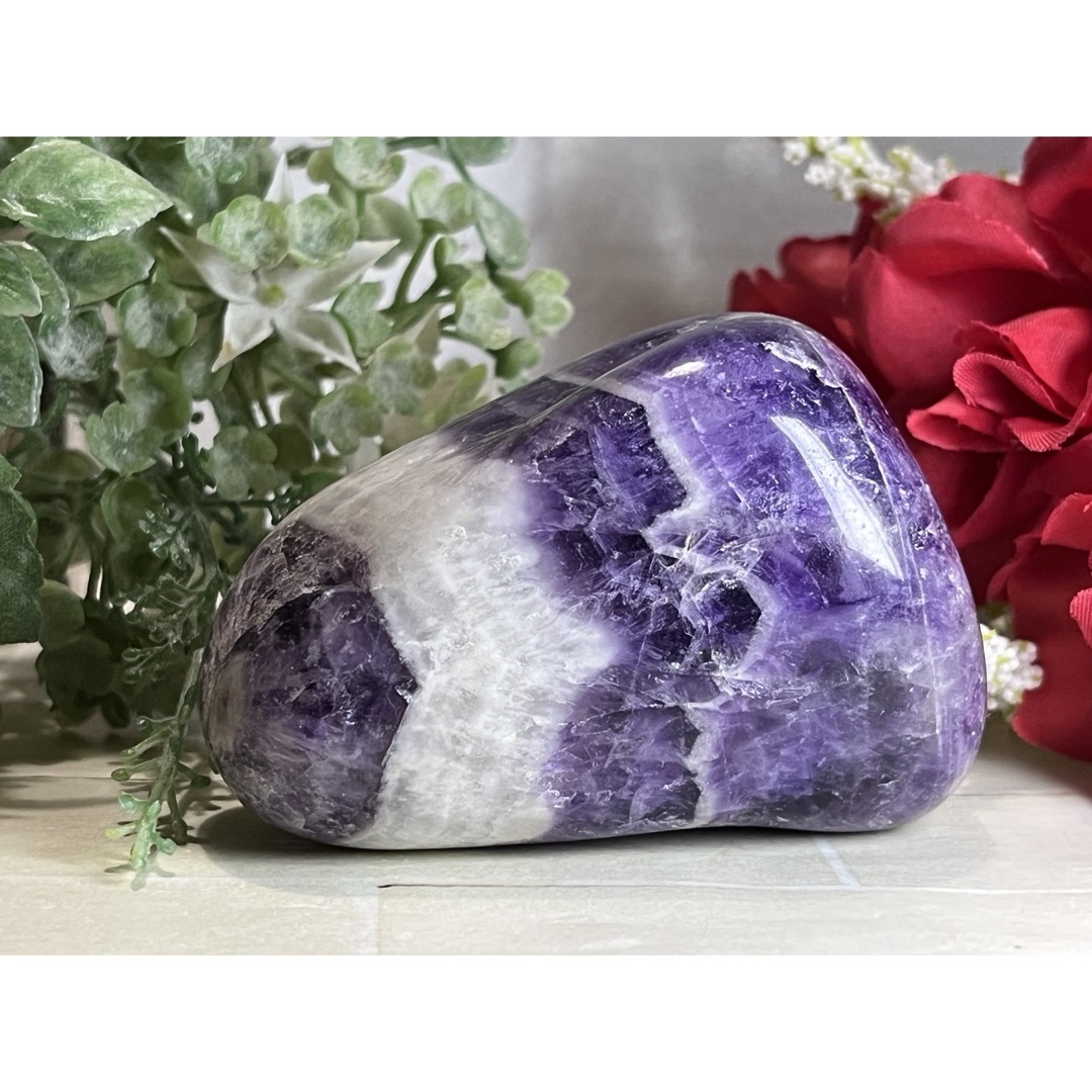 癒しの力✨ レインボー　シェブロンアメジスト　ケープ　原石　タンブル　握り石電気石
