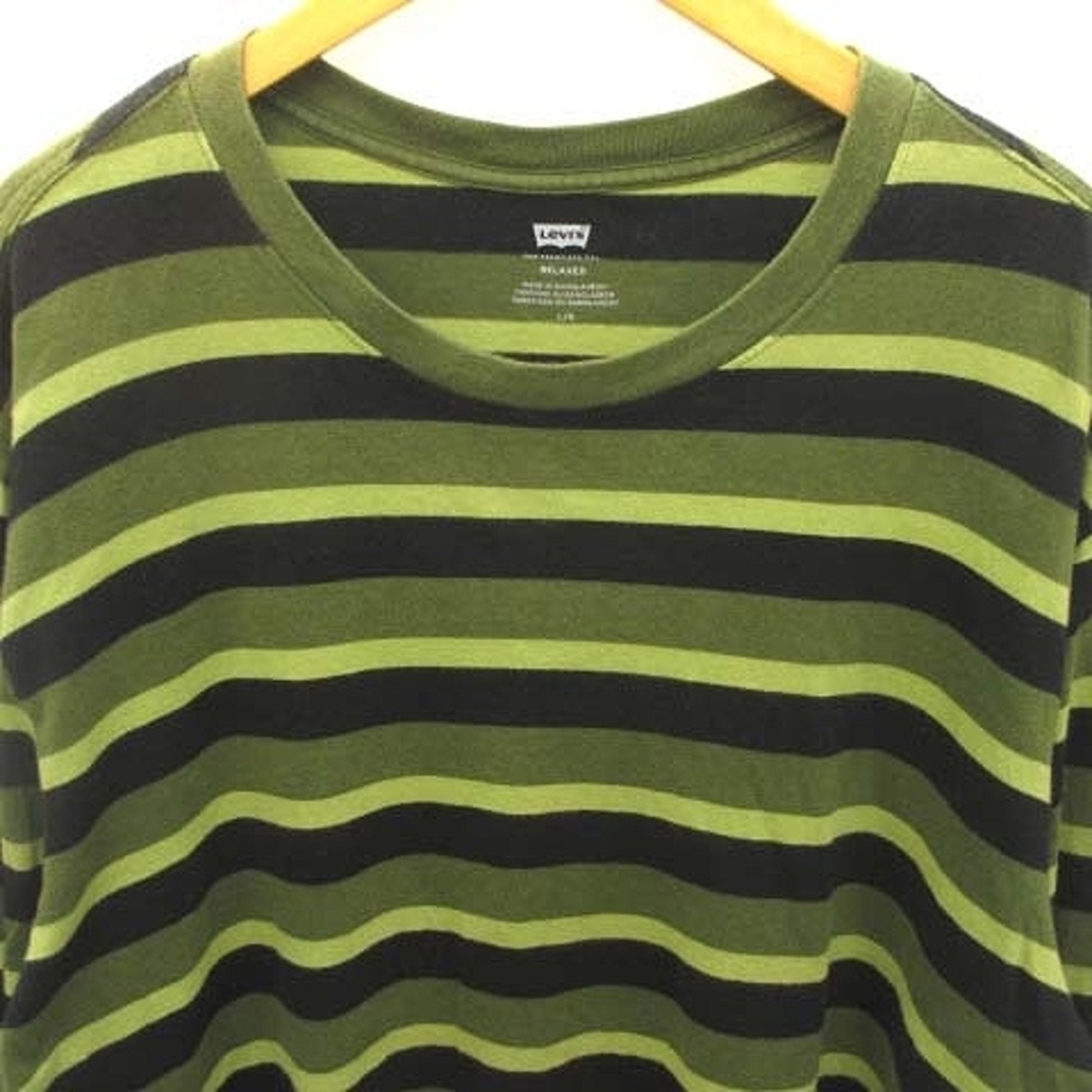 Levi's(リーバイス)のリーバイス  Tシャツ 長袖 ボーダー ワンポイント コットン 緑系 L メンズのトップス(Tシャツ/カットソー(七分/長袖))の商品写真