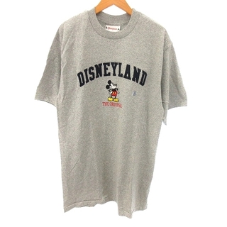 ディズニー(Disney)のディズニー Tシャツ 半袖 オーバーサイズ 刺繍 コットン グレー M(Tシャツ/カットソー(半袖/袖なし))