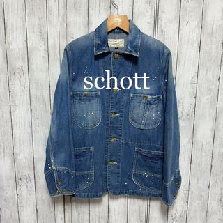 schott - schott ペンキ、ユーズド加工デニムカバーオール！雰囲気◎