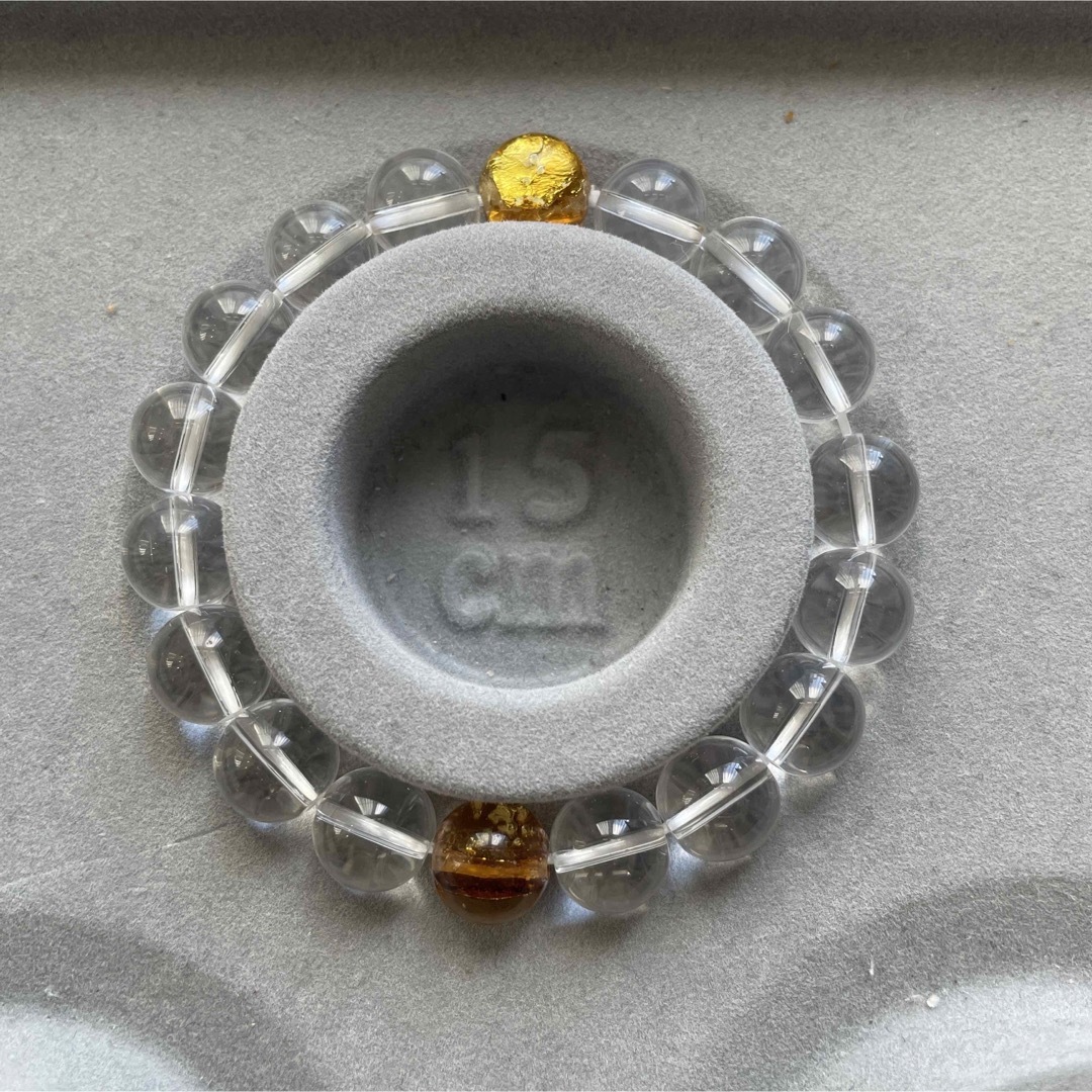 新作　ペアブレスレット　ホタルガラス琥珀　水晶　10mm  レディース　メンズ ハンドメイドのアクセサリー(ブレスレット/バングル)の商品写真