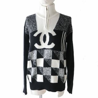 シャネル(CHANEL)の極美品◎正規品 伊製 シャネル 22N P73216 レディース ココマーク ココネージュ カシミヤ100％ ハーフジップ 長袖ニット 38 袋・タグ付き(ニット/セーター)