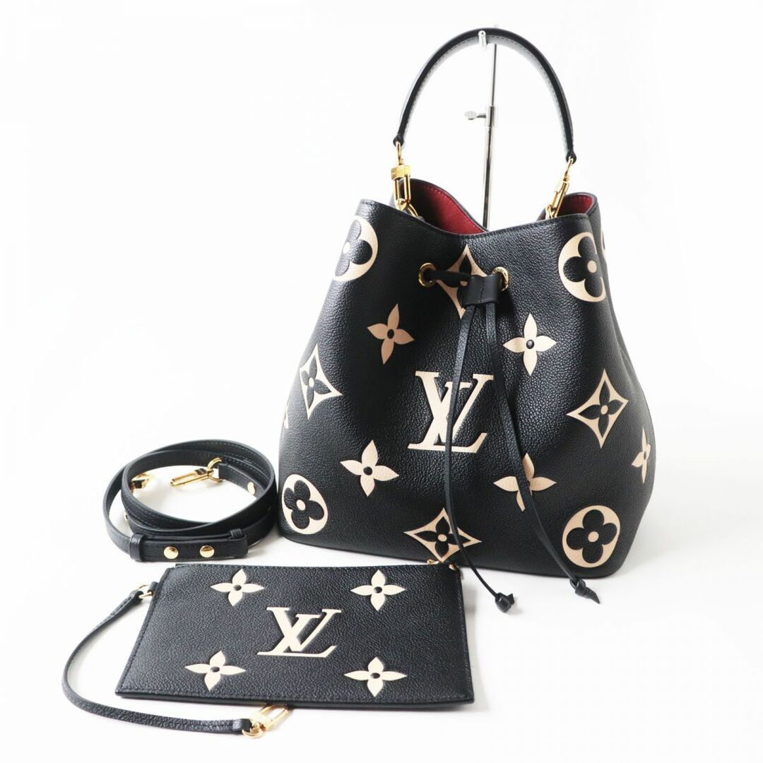 美品◎フランス製 LOUIS VUITTON ルイヴィトン M45497 ネオノエ MM モノグラム アンプラント レザー 2WAY  ハンド／ショルダーバッグ 黒