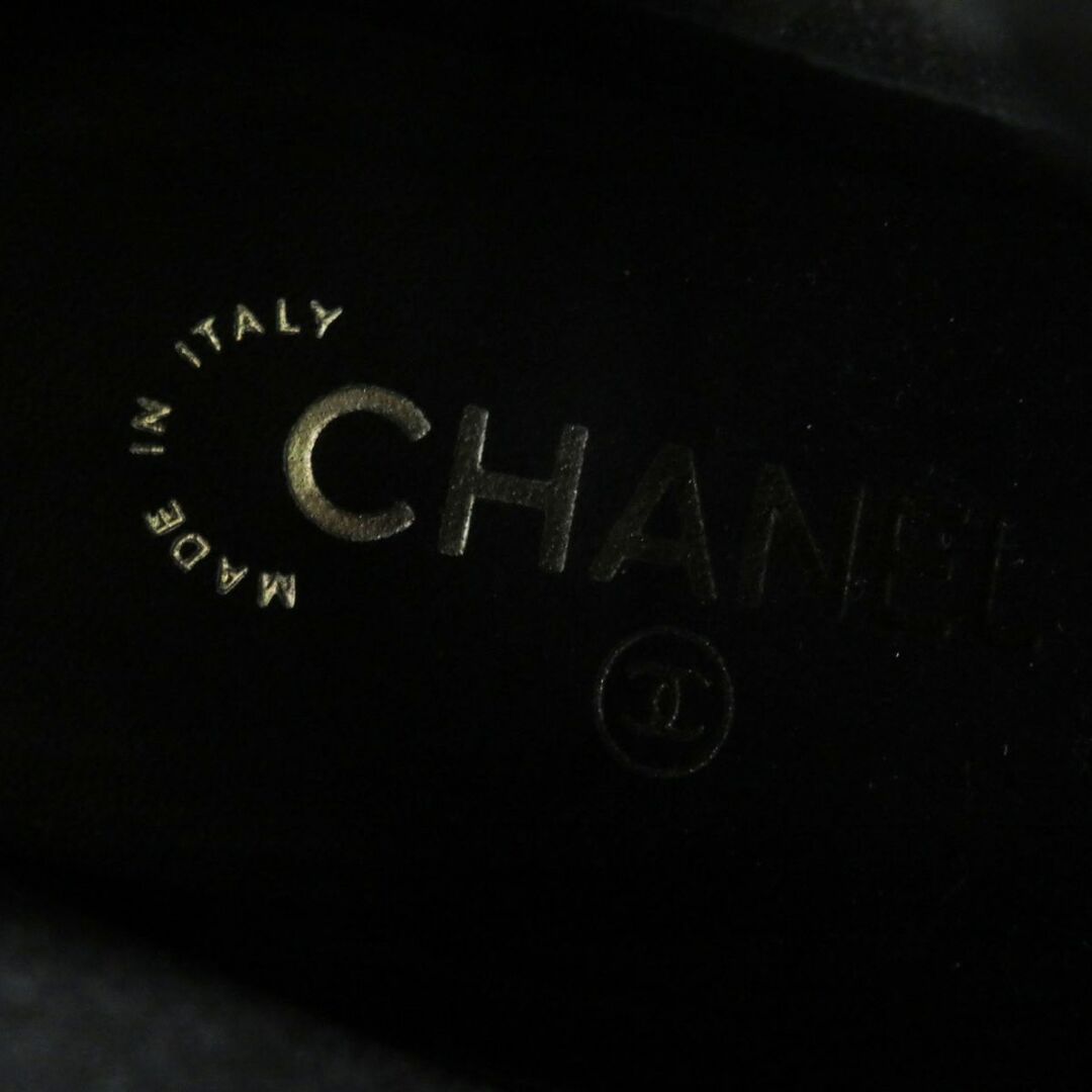 極美品◎イタリア製 CHANEL シャネル G38579 レディース ココマーク付き パテントレザー サイドゴア ショートブーツ ブラック 黒 37C