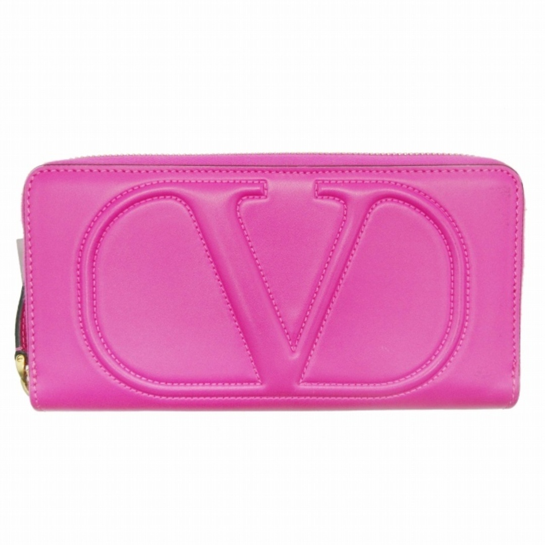 美品 ヴァレンティノ ガラヴァーニ Vロゴ ロング ウォレット 長財布 ピンク