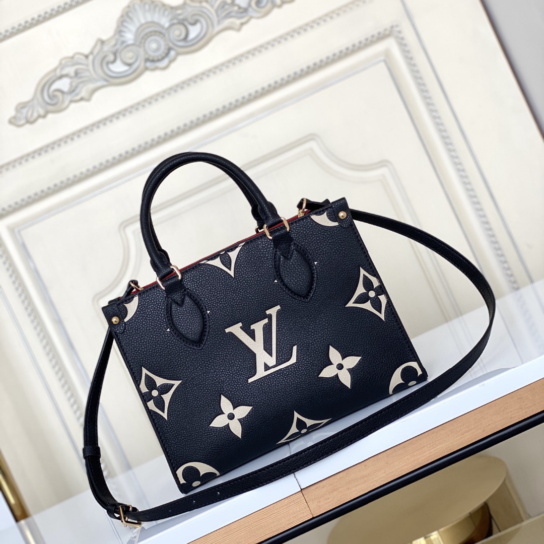 ルイヴィトン LOUIS VUITTON バッグ オンザゴーPMブラックベージュ | フリマアプリ ラクマ
