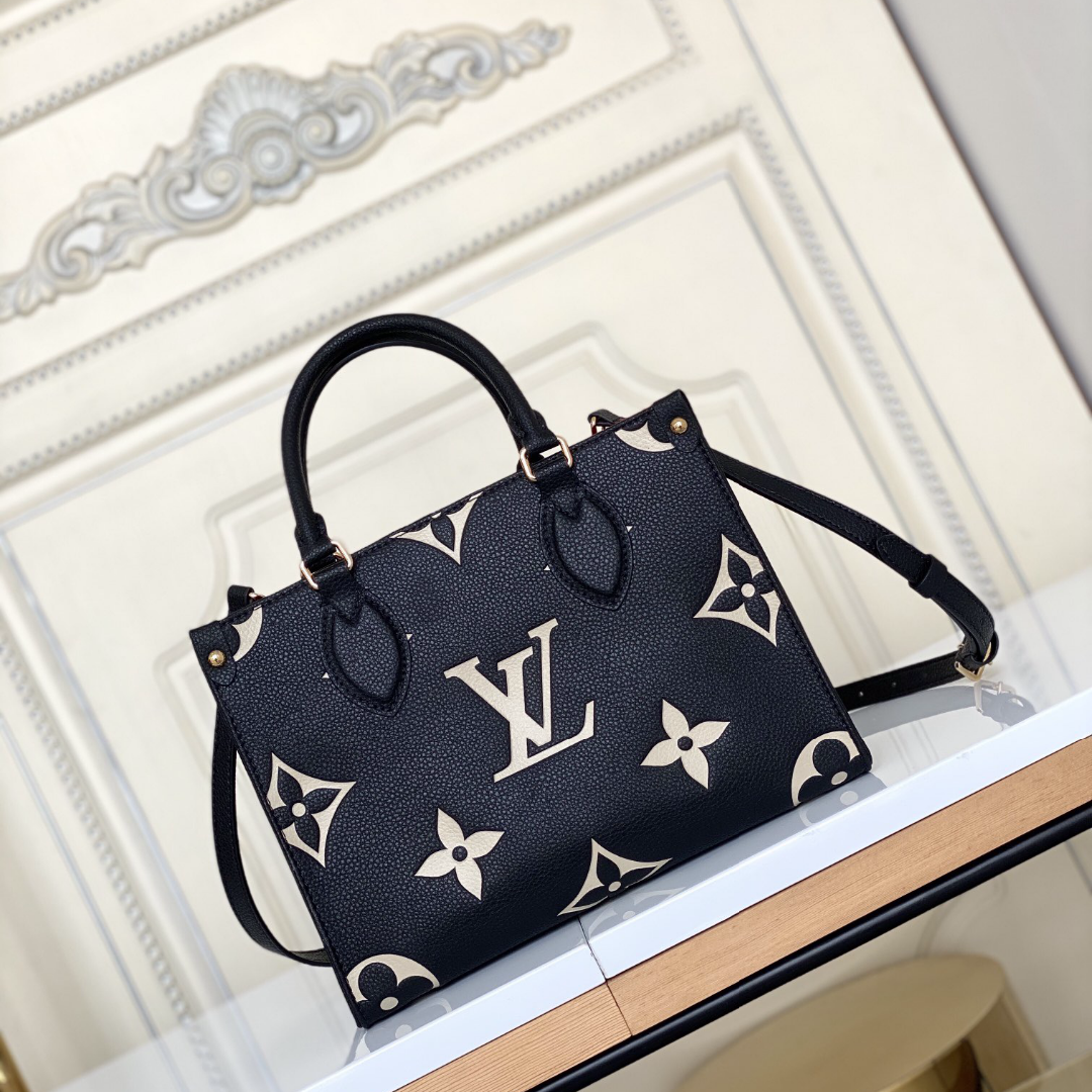 ルイヴィトン LOUIS VUITTON バッグ オンザゴーPMブラックベージュ