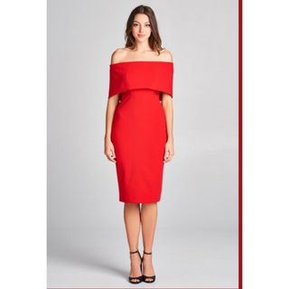 タダシショウジ(TADASHI SHOJI)の新品 USA ワンピースFIERY RED M(ひざ丈ワンピース)