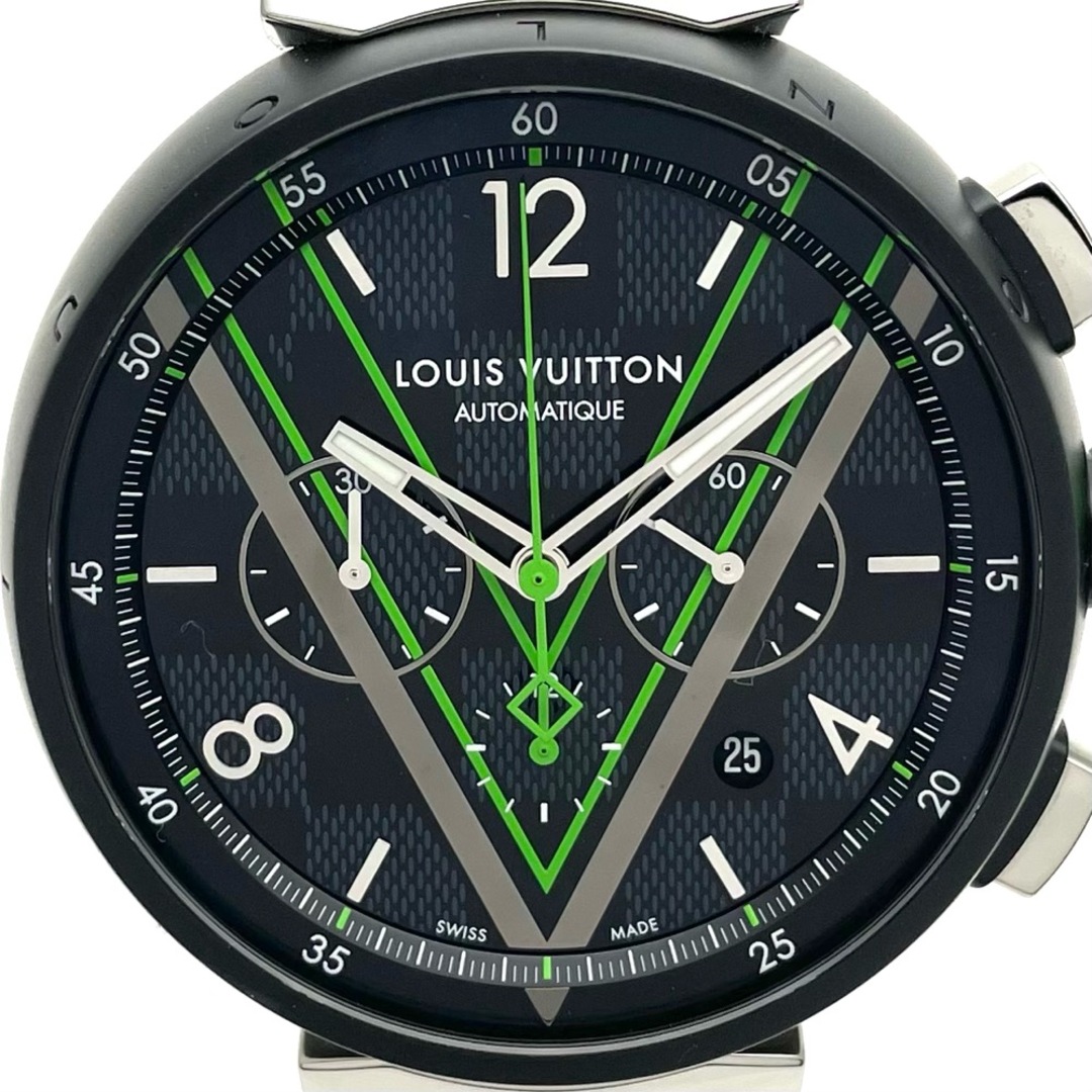 LOUIS VUITTON QA073 タンブール ダミエグラフィット 腕時計 SS ラバー メンズ