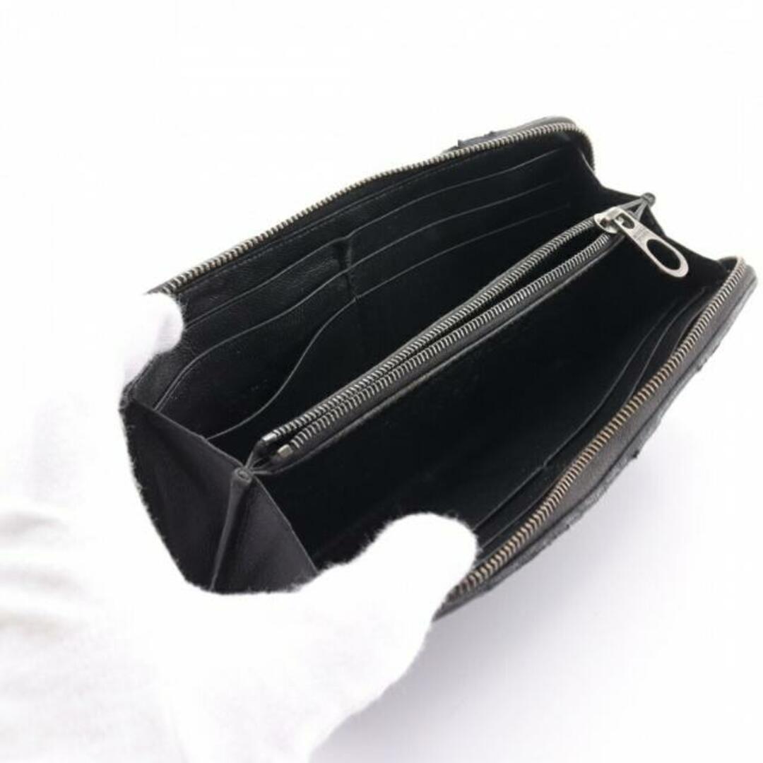 Bottega Veneta(ボッテガヴェネタ)のイントレチャート テックストライプ ラウンドファスナー長財布 レザー ブラック メンズのファッション小物(折り財布)の商品写真
