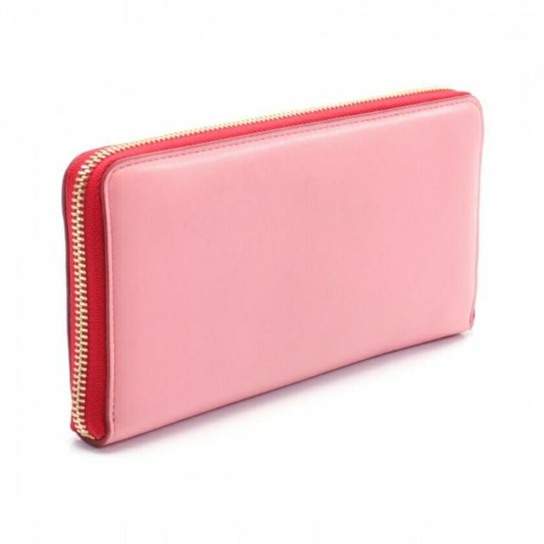 ZIP WALLET BICOLOR ラウンドファスナー長財布 フェイクレザー ピンク