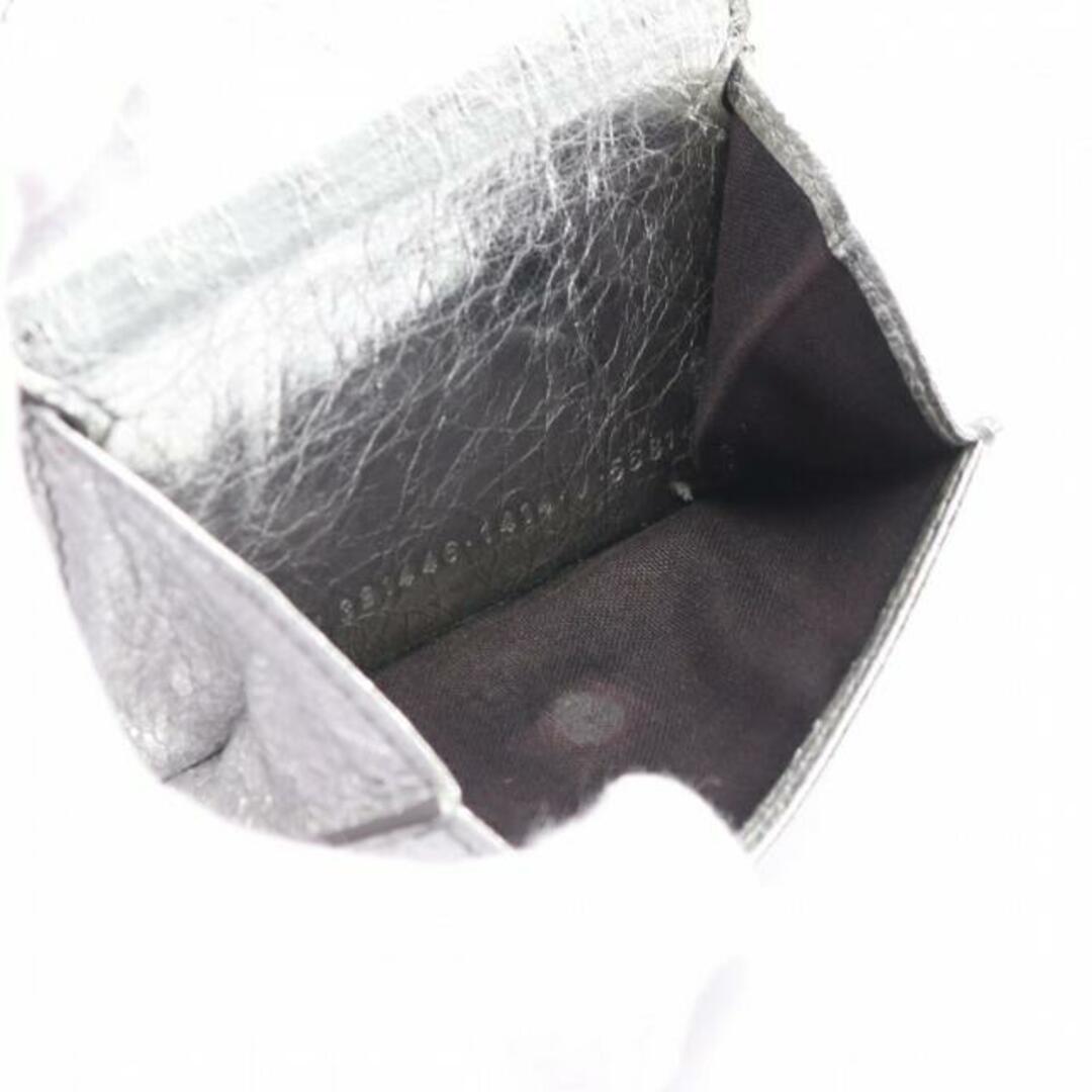 ペーパーミニウォレット コンパクトウォレット 三つ折り財布 レザー シルバー