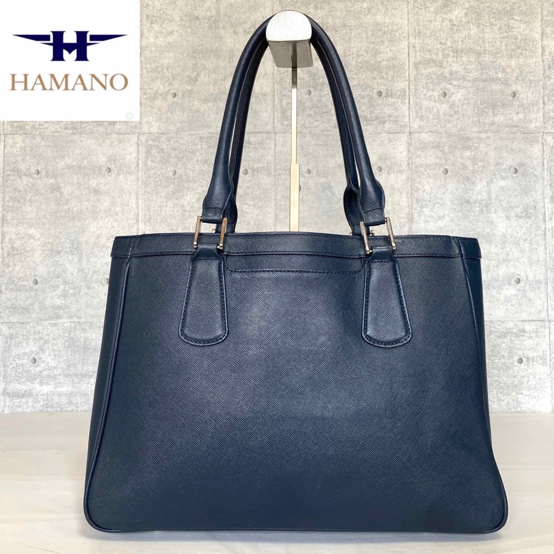 HAMANO】濱野皮革工藝 ポトフ ネイビー レザー A4 ハンドバッグ HAMANO】濱野皮革工藝 ポトフ ネイビー レザー A4 ハンドバッグ