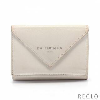バレンシアガ(Balenciaga)のペーパーミニウォレット コンパクトウォレット 三つ折り財布 レザー オフホワイト(財布)