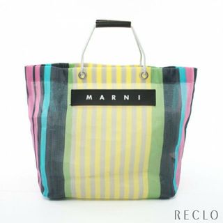 マルニ(Marni)のFLOWER CAFE フラワーカフェ ストライプバッグ ハンドバッグ トートバッグ ナイロン レザー ライトイエロー マルチカラー(トートバッグ)