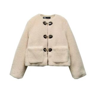 ZARA フェイクボアジャケット ロブスタークラスプ Mの通販|ラクマ