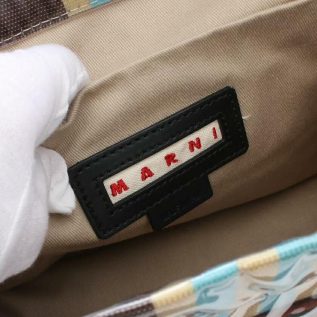 Marni(マルニ)のGLOSSY GRIP SMALL グロッシーグリップ ハンドバッグ トートバッグ ビニール ナイロン レザー カーキベージュ マルチカラー レディースのバッグ(トートバッグ)の商品写真