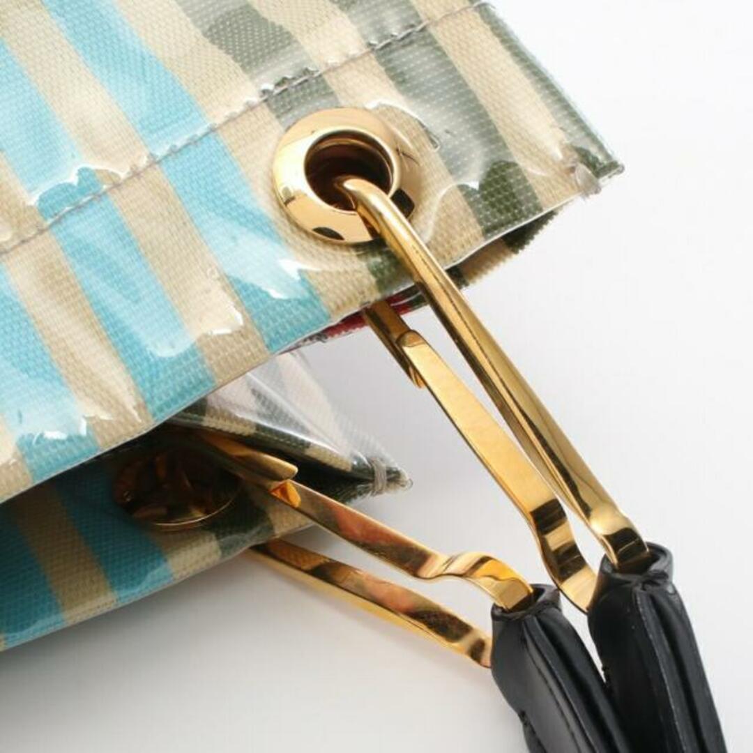 Marni(マルニ)のGLOSSY GRIP SMALL グロッシーグリップ ハンドバッグ トートバッグ ビニール ナイロン レザー カーキベージュ マルチカラー レディースのバッグ(トートバッグ)の商品写真