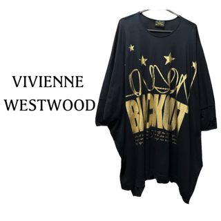 アングロマニア(ANGLOMANIA（Vivienne Westwood）)のヴィヴィアンウエストウッド【美品】ロゴ プリント 変形 カットソー ワンピース(ひざ丈ワンピース)