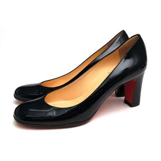 クリスチャンルブタン(Christian Louboutin)のクリスチャン ルブタン／Christian Louboutin パンプス シューズ 靴 レディース 女性 女性用エナメル パテント レザー 革 本革 ブラック 黒  MISS TACK チャンキーヒール プレーントゥ(ハイヒール/パンプス)