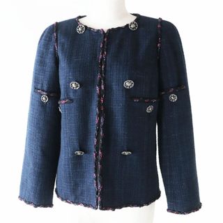 CHANEL カシミヤ100ノーカラージャケット　COCOマーク付き