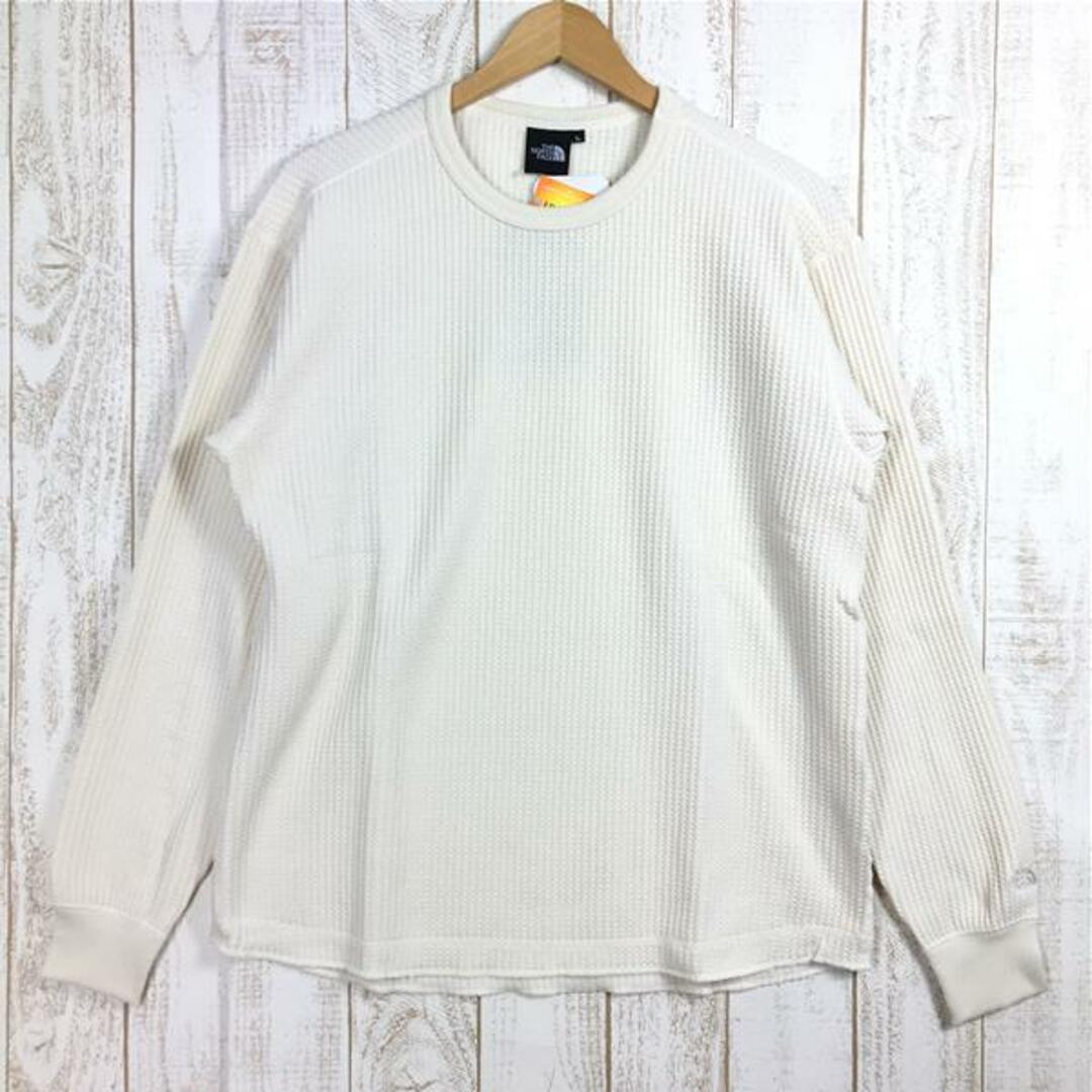 MENs L  ノースフェイス ロングスリーブ ウォーム ワッフル クルー L/S Warm Waffle Crew ロンT Tシャツ NORTH FACE NT62032 V2 Vintage White 2 アイボリー系