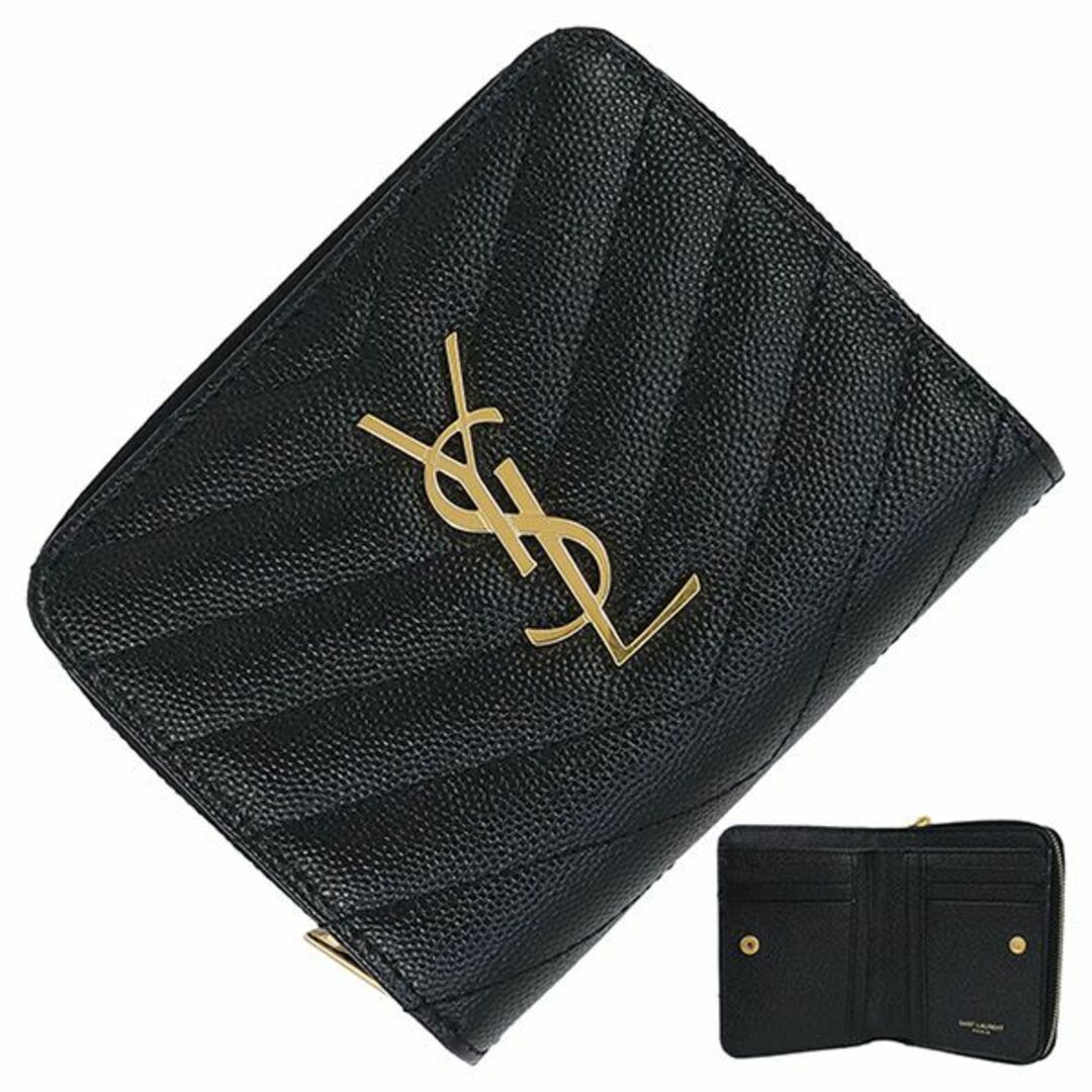 サンローラン 二つ折り 財布 レディース ウォレット YSL ブラック 新品 523277