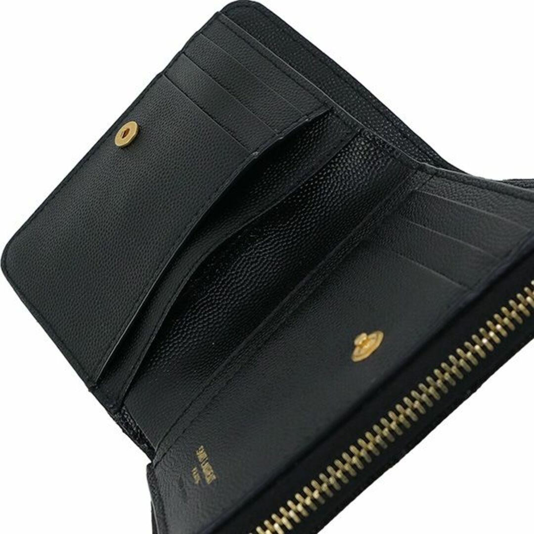 サンローラン 二つ折り 財布 レディース ウォレット YSL ブラック 新品 523277