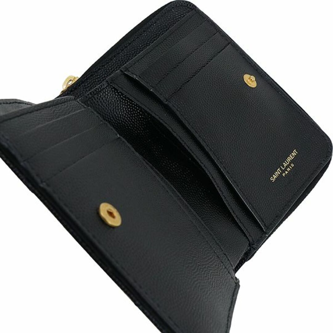 サンローラン 二つ折り 財布 レディース ウォレット YSL ブラック 新品 523277