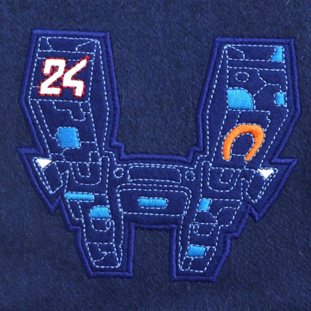 極美品▼2021年12月購入 HERMES エルメス Hロボットパッチ/ワッペン ロゴ刺繍入 カシミヤ100% フリンジ マフラー ネイビー イギリス製 箱付 4