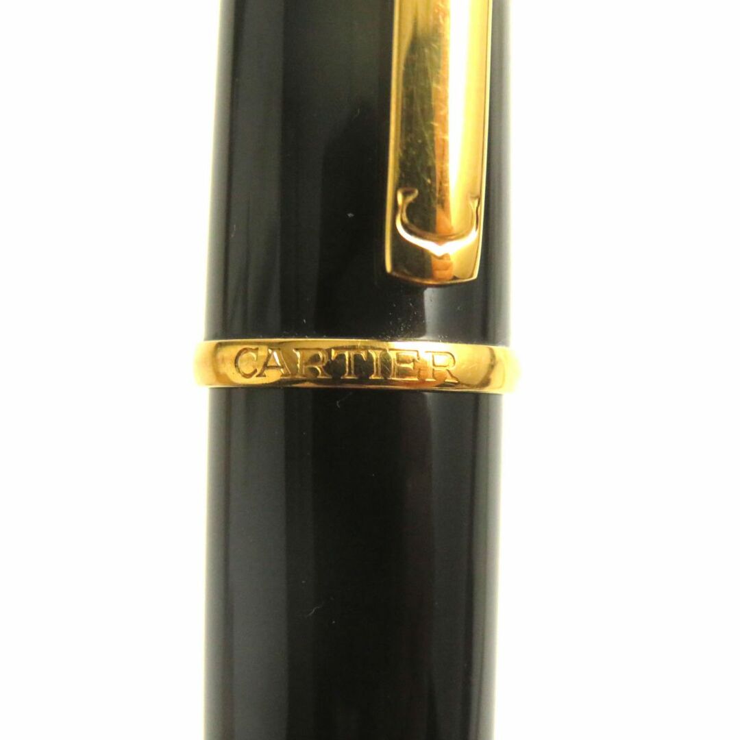 良品▼Cartier カルティエ ディアボロ ドゥ カルティエ ブルージュムストーン ペン先18K キャップ式 万年筆 ブラック×ゴールド Mニブ 仏製 5
