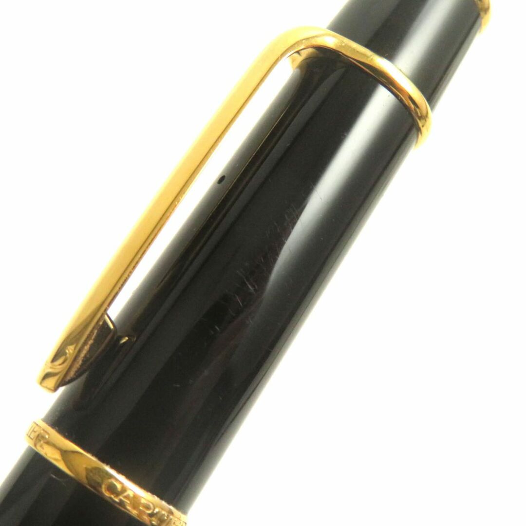 良品▼Cartier カルティエ ディアボロ ドゥ カルティエ ブルージュムストーン ペン先18K キャップ式 万年筆 ブラック×ゴールド Mニブ 仏製 8