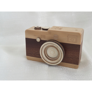 カメラ型木製オルゴール/インテリア(オルゴール)