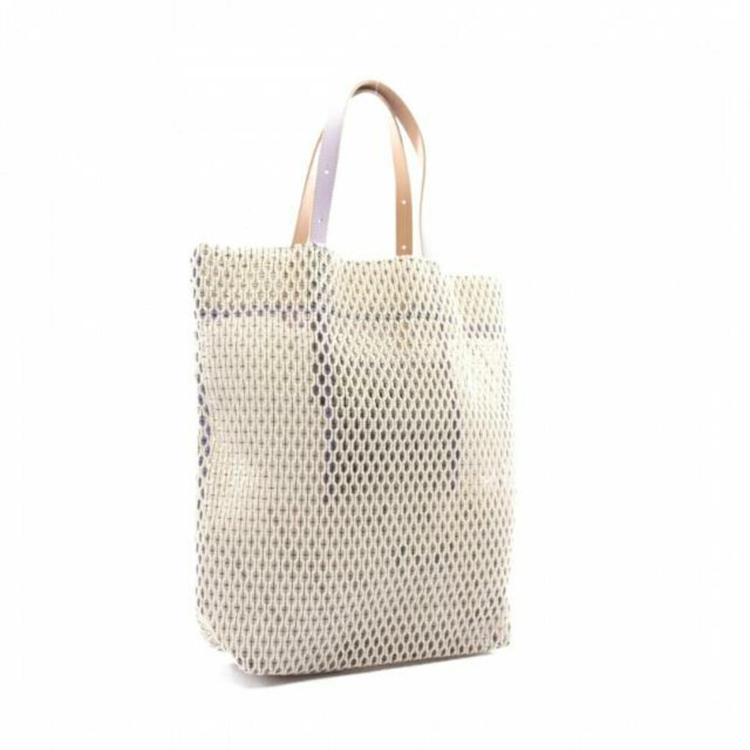 GAP TOTE ハンドバッグ トートバッグ ファブリック レザー オフホワイト ライトパープル メッシュ