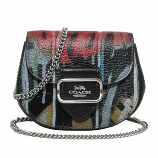 コーチ(COACH)の【新品】コーチ ショルダーバッグ COACH 【COACH X MINT + SERF】 モーガン レザー カードケース オン チェーン ミニバッグ 斜め掛け CM215 SVA47 (ブラックマルチ) アウトレット レディース(ショルダーバッグ)