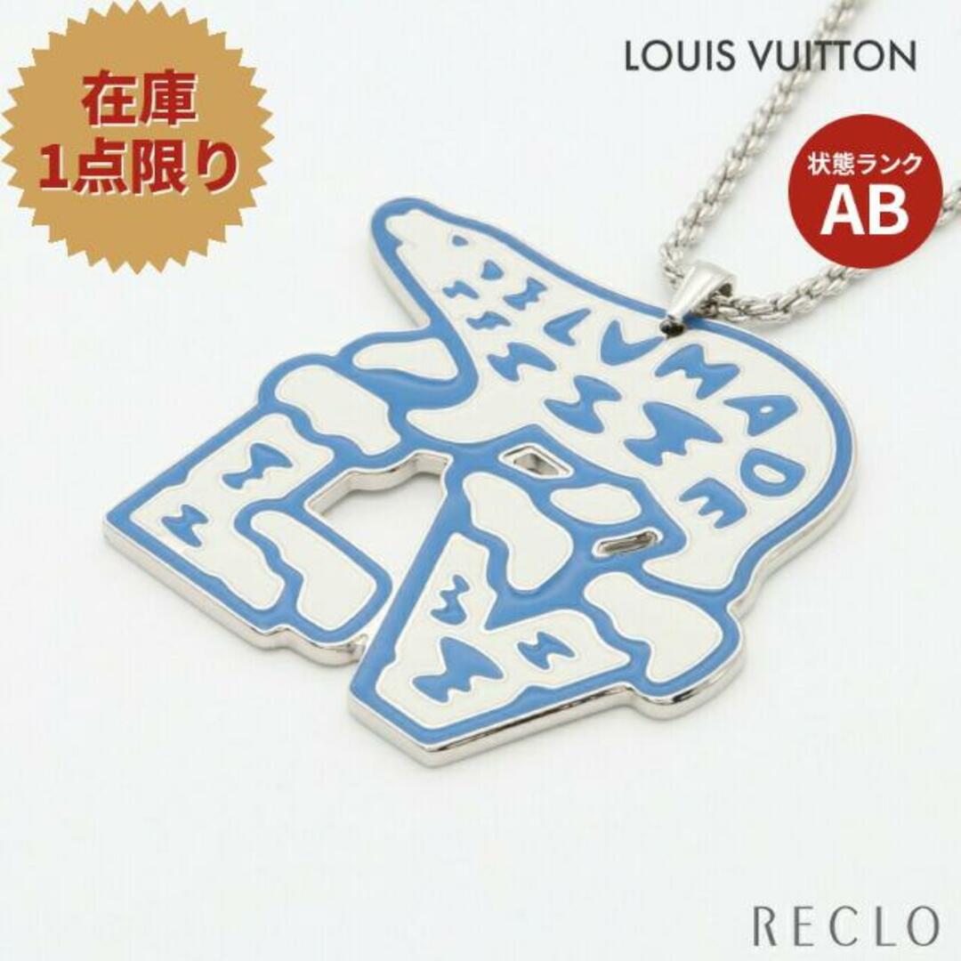 LOUIS VUITTON × NIGO ペンダント LVマウンテン ベアー ネックレス シルバー ブルー小傷チェーン