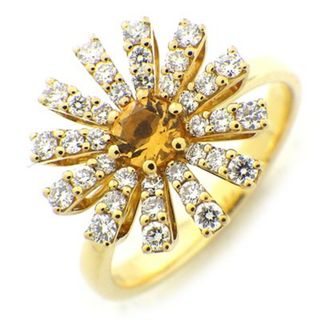 ダミアーニ(Damiani)のダミアーニ DAMIANI リング マルゲリータ 20072769_c フラワー シトリン パヴェ ダイヤモンド 計0.31ct K18YG 9号 【中古】(リング(指輪))