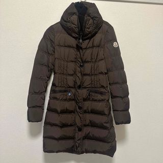 美品 MONCLER モンクレール 美シルエット フレア ダウン コート 茶 0