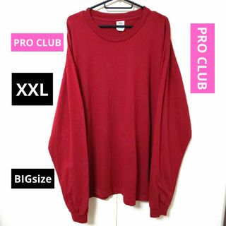 プロクラブ(PRO CLUB)のPRO CLUB 2XL 長袖 Tシャツ ロンT レッド 3L 大きいサイズ(Tシャツ/カットソー(七分/長袖))