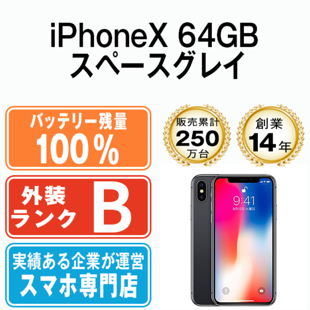 iPhoneX 64GB スペースグレイ SIMフリー 本体 スマホ iPhone X アイフォン アップル apple  【送料無料】 ipxmtm829