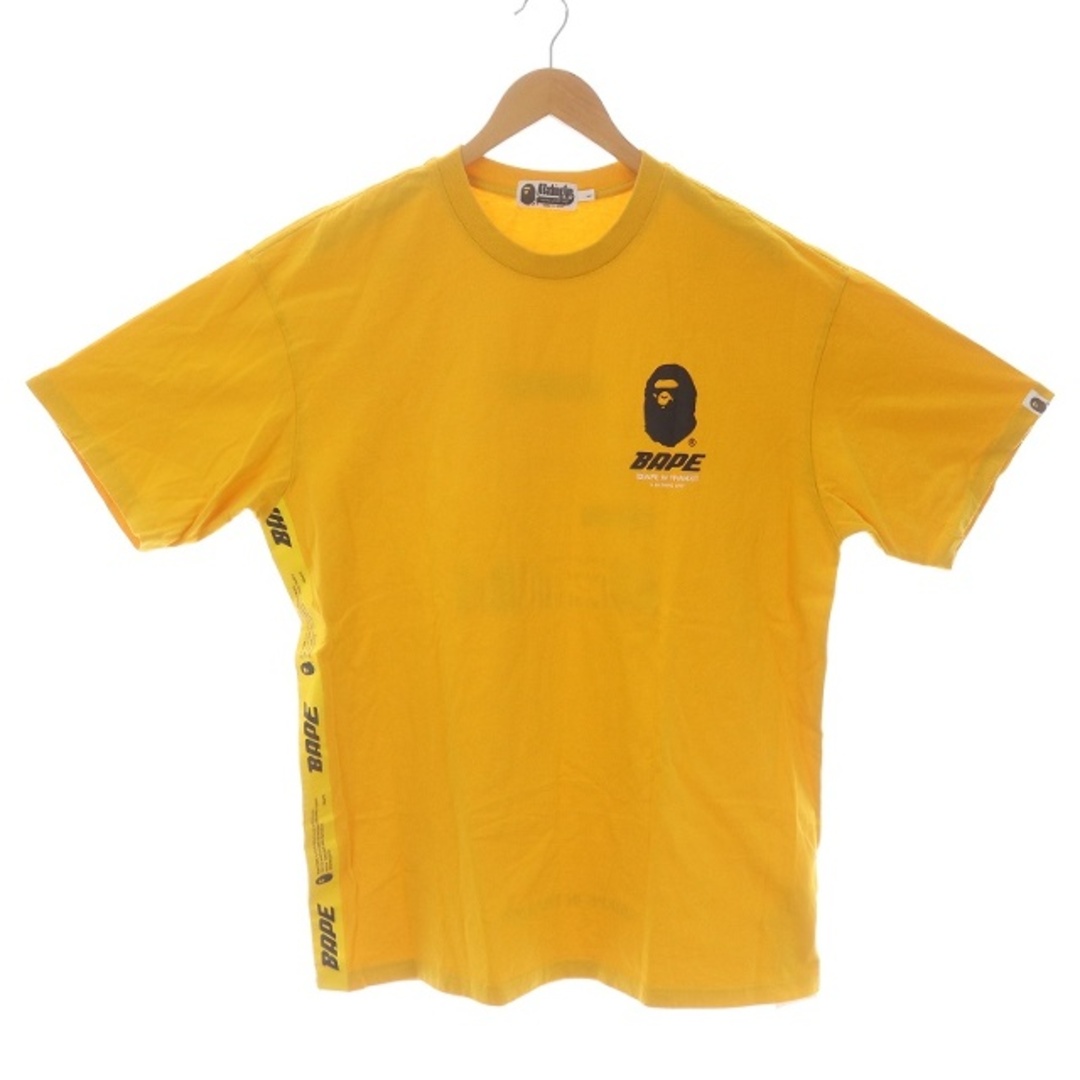 A BATHING APE ゴリラ Tシャツ クルーネック ロゴライン L 黄