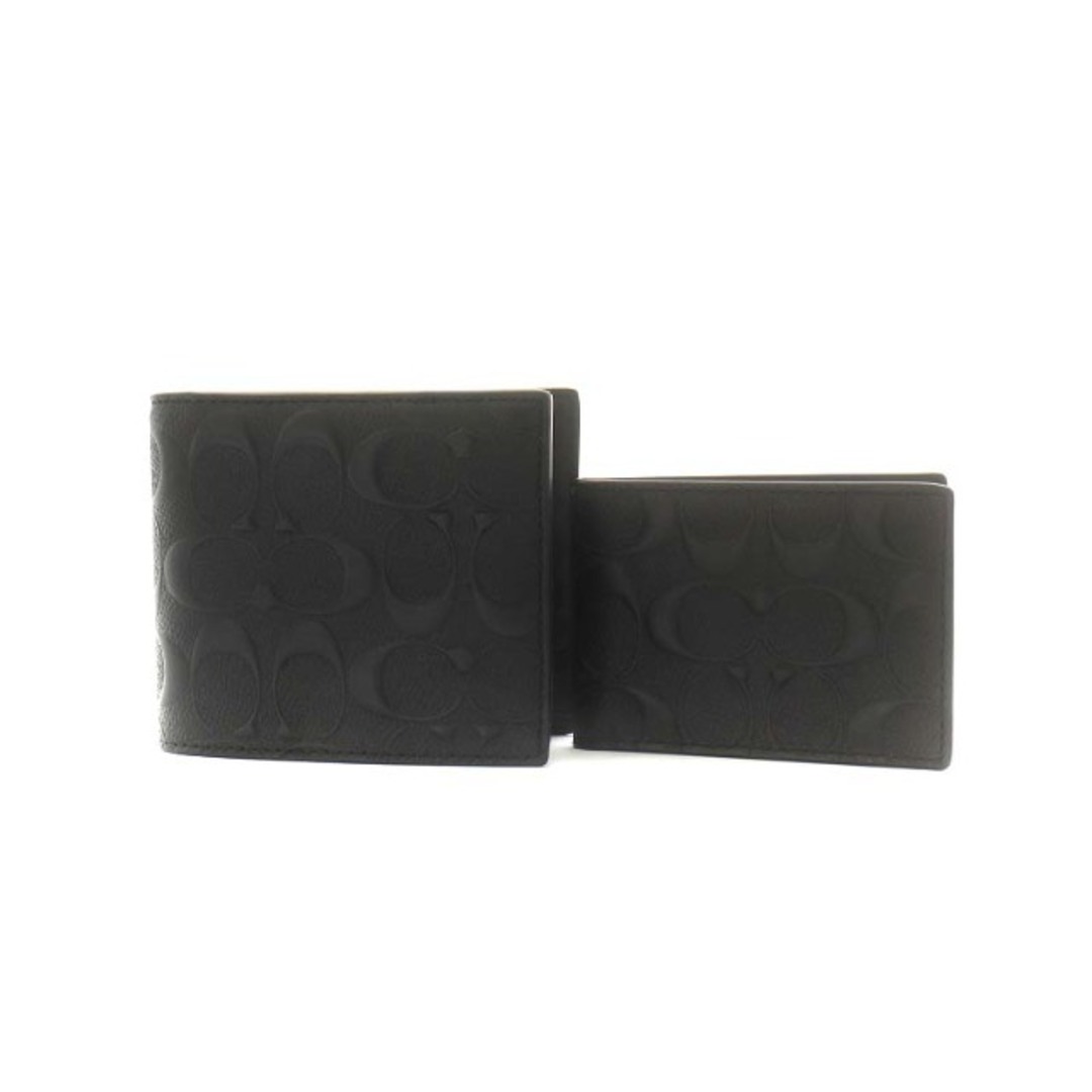 COACH シグネチャー クロスグレインレザー 財布 二つ折り 黒