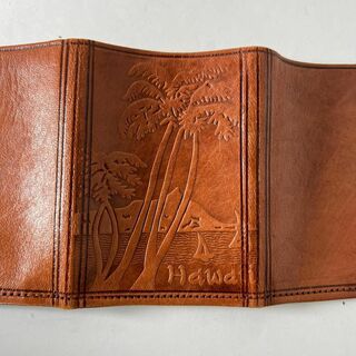 hawaii ハワイ 本革 ヤシの木 レザー 三つ折り財布(折り財布)