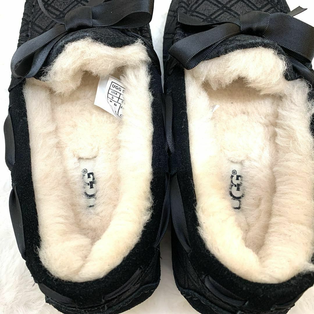 【超希少美品】UGG アグ ローファー モカシン 22cm 黒 ブラック i4 6