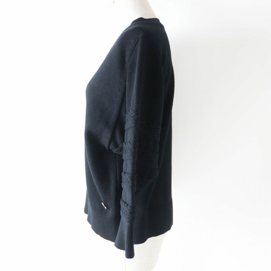美品◎正規品 UK製 HERMES エルメス 20AW レディース Hリフト金具 カシミヤ100% Vネック ニットプルオーバー ブラック 黒 34 1