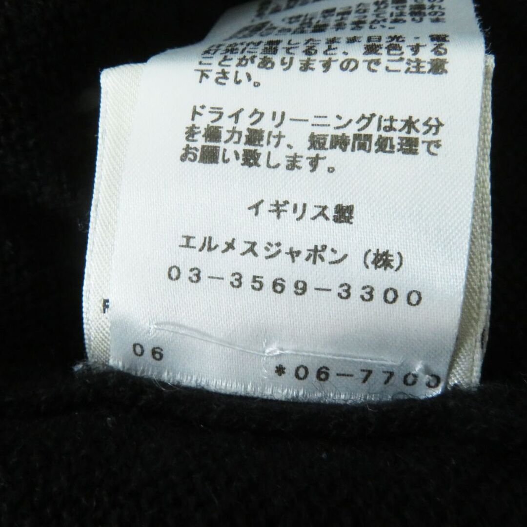 美品◎正規品 UK製 HERMES エルメス 20AW レディース Hリフト金具 カシミヤ100% Vネック ニットプルオーバー ブラック 黒 34 9