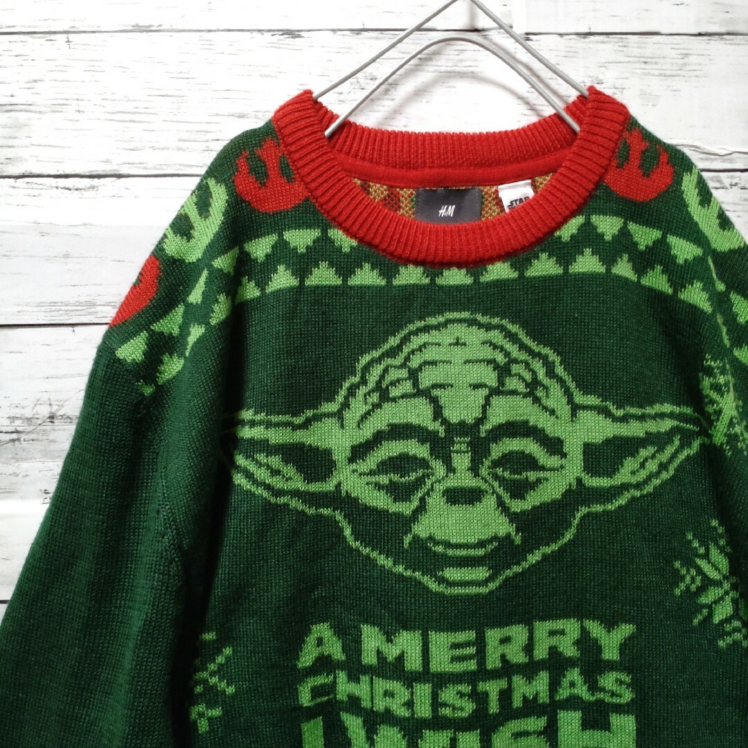 H&M(エイチアンドエム)の【即完売】ヨーダ　クリスマスセーター　スターウォーズ　STAR WARS　XL メンズのトップス(ニット/セーター)の商品写真