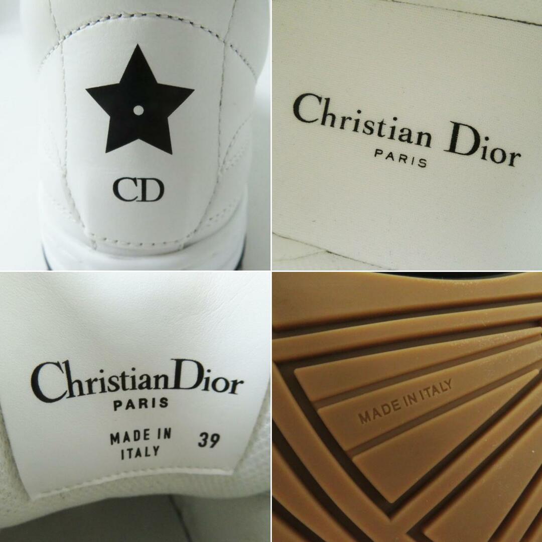 美品◎伊製 Christian Dior クリスチャンディオール D-FREEWAY KCK349VEA レディース レザー ローカットスニーカー 白  39 箱・袋・替紐付き