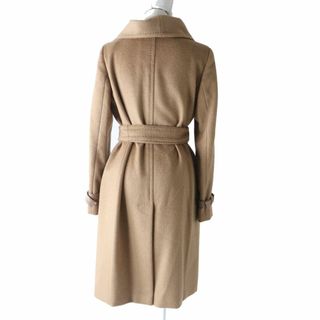 美品◎正規品 イタリア製 MaxMara マックスマーラ レディース キャメル100％ スタンドカラー 比翼ロングコート キャメル 40 白タグ